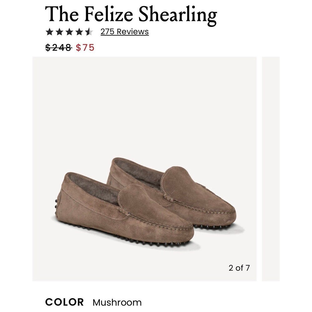 Women’s M.GEMI The Felize Shearling Moccasin Sz. 38 Mushroom